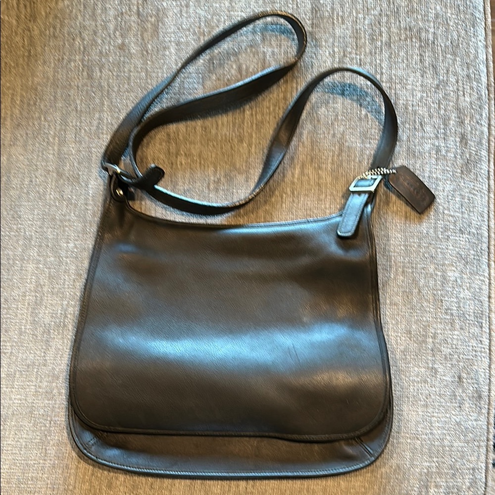 Coach Black Leather Shoulder Bag with Adjustable Strap